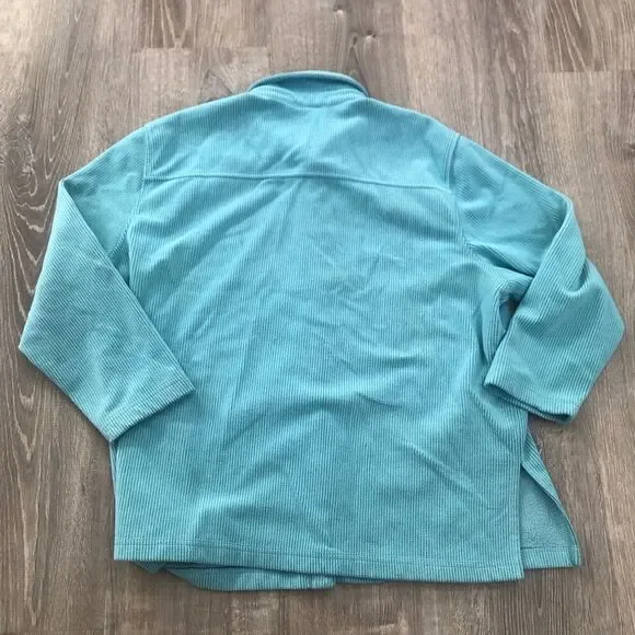 Elisabeth by Liz Claiborne Corduroy Long Sleeve Blue Shirt Petite 2 Plus Size - Picture 7 of 9